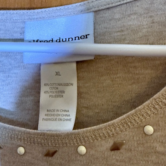 Alfred Dunner Beige and White Lace Accent Top - Picture 4 of 5